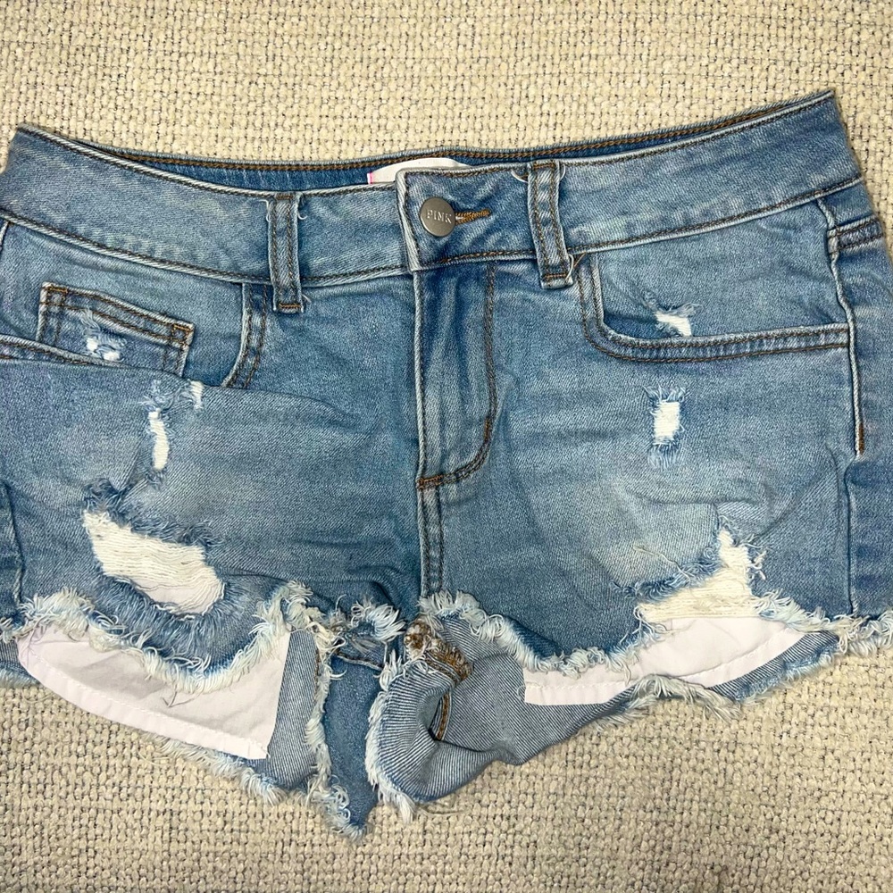 Pink Victoria’s Secret denim shorts